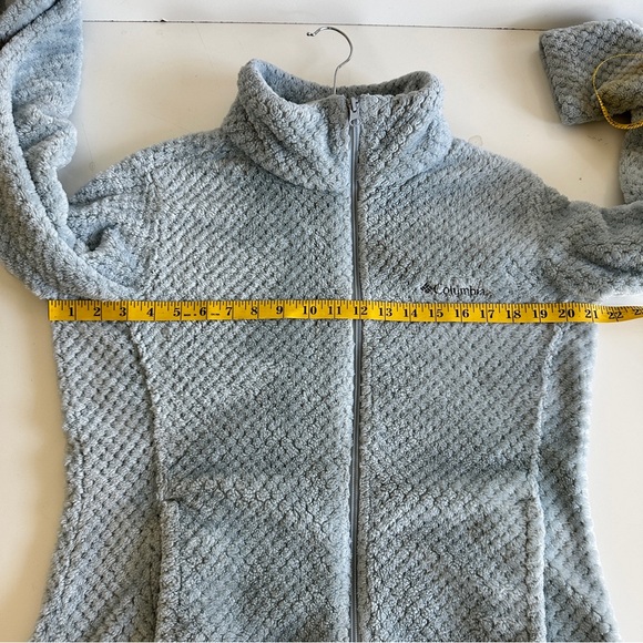 Columbia Fleece jacket dusty blue pockets full zipper high adjustable collar L - Picture 10 of 15